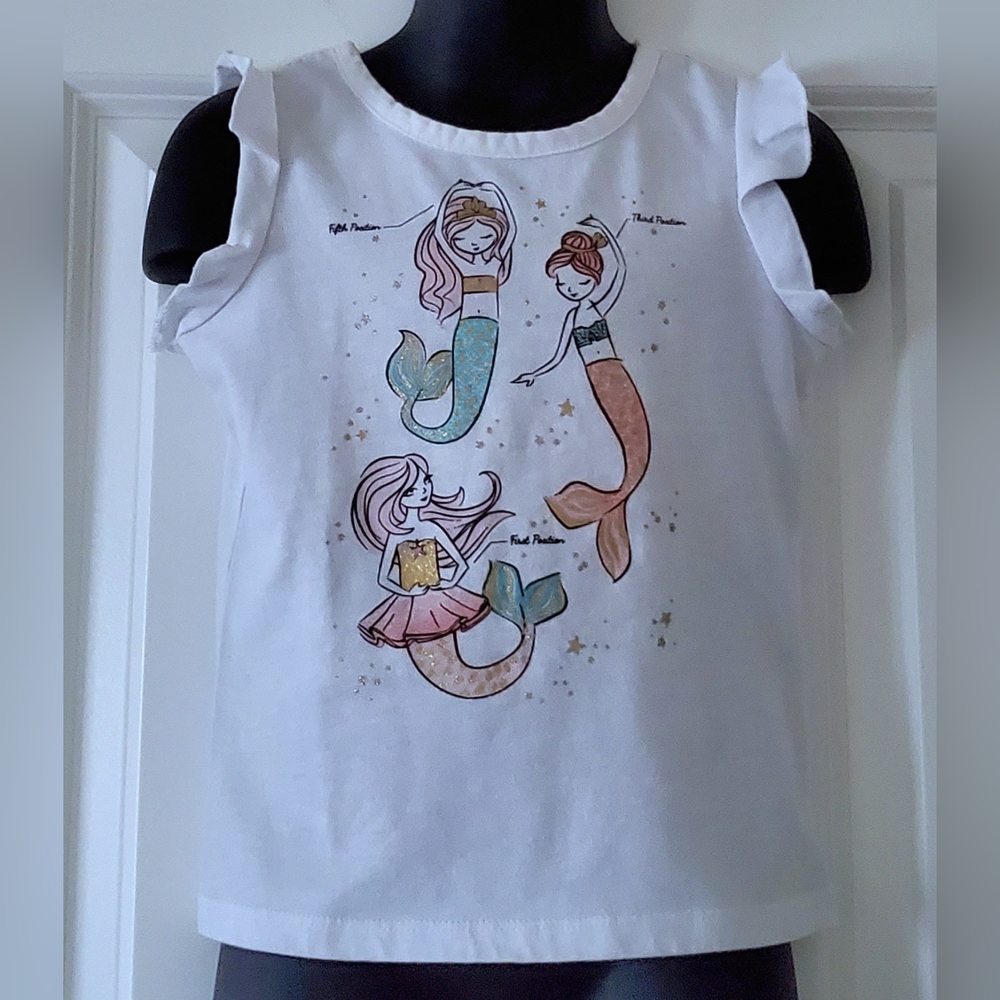 2/$10 - Toddler Girl's Balerina Mermaids Flutter Sleeve Top